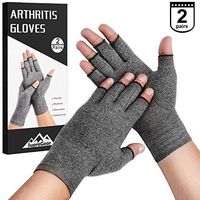 2-Pairs SupreGear Arthritis Gloves, Rheumatoid Arthritis Compression Gloves for Arthritis Hands, Pain Relief Gaming Typing Fingerless Gloves for Women Men (Grey, S)