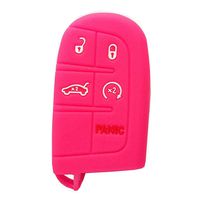 WBOY New Silicone Remote Key Protect Holder Cover Fob Keyless Holder Skin For Chrysler Jeep Dodge Fiat 5 Button Smart Remote Key Case (Rose)