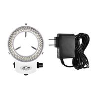 Pangding Microscope LED Light, Microscope Camera 144 LED Beads Light Source Brightness Adjustable Ring Lamp (US-White)