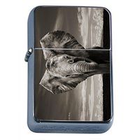 Classic Elephant Art Design Flip Top Oil Lighter S27 Smoking Cigarette Smoker Includes Silver Case