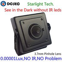 Analog 700TVL Low Light Hidden Mini CCTV Security Camera Black 0.00001Lux Day and Night Color Image Starlight with 3.7mm Pinhole Lens