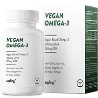 Vegan Omega 3 Supplement - Plant Based DHA & EPA Fatty Acids Alternative to Fish Oil - Supports Heart, Brain, Joint Health - Sustainably Sourced from Algae. Fish Oil Free for Men & Women - 60 Softgels