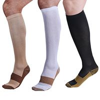 Compression Socks 3 Pairs Unisex Miracle Copper Breathable Long Soft Stockings Anti Fatigue Magic Leg Slimming Sock (L/XL)