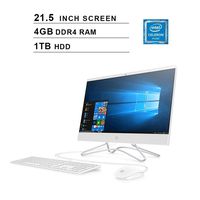 2020 HP Pavilion 21.5 Inch FHD 1080P All-in-One Desktop, Intel Dual Core Celeron G4900T 2.9GHz, Intel UHD 610, 4GB DDR4 RAM, 1TB HDD, DVD, HDMI, WiFi, Bluetooth, Windows 10, White