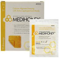 Calcium Alginate Dressing 2" x 2". Case of 100 Sterile Dressings for Wounds with Active Leptospermum Honey. Wound and Burn Dressing. Single use Wound Care Products. Latex-Free.