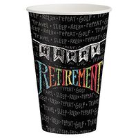 Club Pack of 96 Retirement Chalk Disposable Paper Hot and Cold Drinking Party Cups 12 oz.