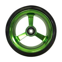 RIANTWHEEL, 5 X 1.4 inch, Solid, PU Wheels, Wheelchair Casters, Aluminum Rim, one Pair (Green)