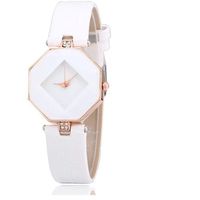 Toosvan Rhombic Women PU Leather Band Fashion Lady Watch White