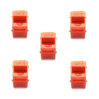 Dasunny 5Pcs Cat6 Keystone RJ45 Couplers Keystone, Female to Female, Orange