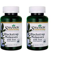 Swanson Blackstrap Molasses Elemental Iron (Ferrous Fumarate) 29 mg 120 Capsules (2 Pack)