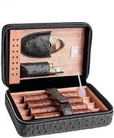 YSYYSH Smoking Set/Cigar Box Can Accommodate 4 Cigars with Hygrometer and Humidifier Cigar Cut Cedar Wood Lining Quality Leather Cigarette Case Men's Gift Box Multi-Color Optional Mute Cigar storage
