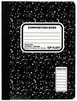 Top Flight Sewn Marble Composition Book, Black/White, College Rule, 9.75 x 7.5 Inches, 100 Sheets (41350)