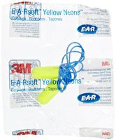 3M  E-A-Rsoft Neons Tapered Foam and PVC Corded Earplug, Yellow (Pack of 200)