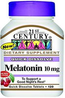 21st Century Quick Dissolve Melatonin 10mg, Cherry 120 ea (Pack of 6)