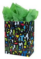 Hallmark 13" Large Birthday Gift Bag with Tissue Paper (Happy Birthday in Black Letters)