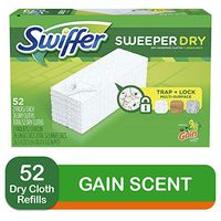 Swiffer Sweeper Dry Sweeping Pad Multi Surface Refills, for Dusters Floor mop, Gain Scent, 52 Count