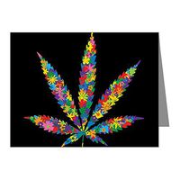 Note Card Marijuana Leaf Flowers 60s Colors
