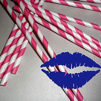 Aardvark Hot Pink & White Striped Paper Drinking Straws (Qty of 100 - Made in USA)
