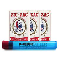 Zig Zag White Single Wide Cut Corners Rolling Papers (1 Pack) with Hippie Butler KewlTube