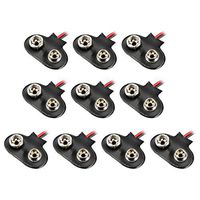 uxcell 10pcs DC 9V Battery Clip T-Type Buckle Connector Faux Leather Housing Lead Wire 12cm Length