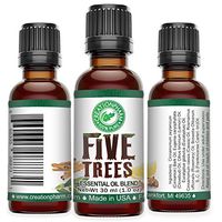 Creation Pharm Five Trees Aromatherapy Essential Oil Diffuser Blend – Cinnamon, Frankincense, Clove, Lemon, Eucalyptus and Rosemary – Large 30 ml for Cleansing, Meditation, Purification, Diffuser