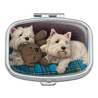 Westie West Highland White Terrier Dogs Teddy Bear Rectangle Pill Case Trinket Gift Box