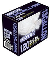 Trash Bags Tall Kitchen 13 Gallon Flap Tie White 120 Count Garbage Bags - Bilt-Tuf