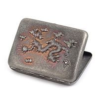 Chinese Dragon Pure Copper Metal Cigarette Case Holds 16 Cigarettes