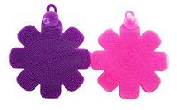 JJMG New Multipurpose Antibacterial Silicone Scrub Scrubber Sponge for Dishwashing, Face and Body Scrub, Make up Brush Cleaner lot (Purple + Pink Set of 2)