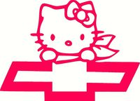 Chevy Hello Kitty JDM Racing - Vinyl 5" wide (color: PINK) decal laptop tablet skateboard car windows sticke