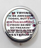 BlackKey Im Trying To Be Awesome Quotes 3-Compartment Decorative Pocket Gift Box Case Organizer for Pill, Color 1 -1497
