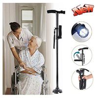 HLDWXN Elderly Crutches,Ajustable Height+Lightweight+Folding Walking Stick,Cane with Built-in LED Lights + Non Slip,for Elderly, Handicapped