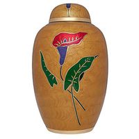 Yellow Tulip Flower Funeral Urn - Cremation Urn for Human Ashes - Hand Made in Brass - Suitable for Cemetery Burial or Niche- Large Size fits Remains of Adults up to 200 lbs- Cala Yellow Model