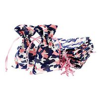 Linen and Bags 4" x 6" Camo Print Natural Cotton Favor Bags with Drawstring for Gifts, Weddings, Jewelry, and Party Favors - Pack of 24 (Pink Camouflage)
