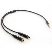 3.5mm Headset Adapter Y Splitter Cable for Headphone Mic Audio, Gold Plated Separate Headphone Microphone Plugs 30cm (1 Male To 2 Female)