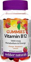 Webber Naturals Vitamin B12 Gummies 1000 mcg, Cherry Pomegranate, 60 Gummies