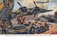 Print Ad 1942 Propellers Raise Clouds of Desert Dust as Big Bombers Load