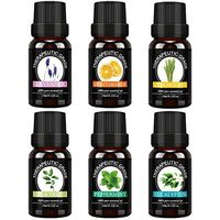 Top 6 100% Pure Premium Therapeutic Grade Oils -Lavender, Tea Tree, Eucalyptus, Lemongrass, Orange, Peppermint Essential Oils.