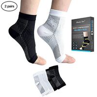 Beauty Star Plantar Fasciitis Socks, 2 Pairs Compression Foot Sleeves Ankle Arch Support Socks Pain Relief, Improved Circulation, Recovery, Ideal for Runners(Black & White, Size S/M)