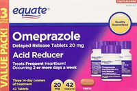 Equate Omeprazole Delayed Release Tablet 20Mg Acid Reducer New Value Pack Size 84 Count