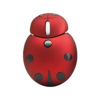 BOOMdan Fashionable Cute Ladybug Creative Design Mice USB Wireless Mouse 2.4Ghz 1200DP Mini Small Kids Children Mice for PC Laptop Computer (Red)