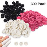 300 Pack Medium Latex Disposable Finger Cots Gloves Latex Rubber Fingertips Plastic Protective Gloves Set for Men Women Kids (Pink，White, Black)