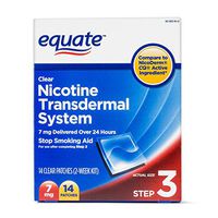 Equate Clear Nicotine Transdermal System  Step Three  7 mg Stop Smoking Aid  Patches, 14-Count Box