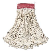 Rubbermaid A153WHI Web Foot Wet Mop, Cotton/Synthetic, White, Large, 5" Red Headband, 6/Carton