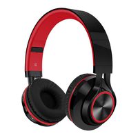 Insaneness High Definition Stereo Earphones Wireless Bluetooth Foldable Hi-Fi Stereo Headset with Mic SD/TF Card (RED)