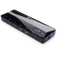 W·Z 7-Port USB HUB 5 x 3.0 Super-Fast Data Hub Compatible with USB 2.0, 1.1 and 2 Extra USB Port to Fast Charging up
