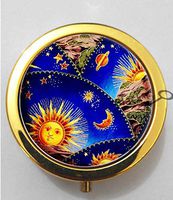 BlackKey Sun and Moon Space Nebula Pattern 3-Compartment Decorative Pocket Gift Box Case Organizer for Pill, Color 2 -975