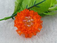 16pcs Organza Beads Cabbage Rose Flower Appliques/craf/Sewing (Orange)