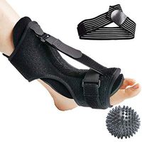 Plantar Fasciitis Night Splint Foot Drop Orthotic Brace, Adjustable Elastic Dorsal Night Splint for Plantar Fasciitis, Heel, Ankle, Arch Foot Pain, Achilles Tendonitis with Hard Spiky Massage Ball