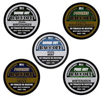 BaccOff, Premium Tobacco Free, Nicotine Free Snuff Alternative, Mint Pouches, Mint Rough Cut, Extra Wintergreen Fine Cut, Wintergreen Rough Cut, and Wintergreen Pouches Variety Pack #1 (5 Cans)
